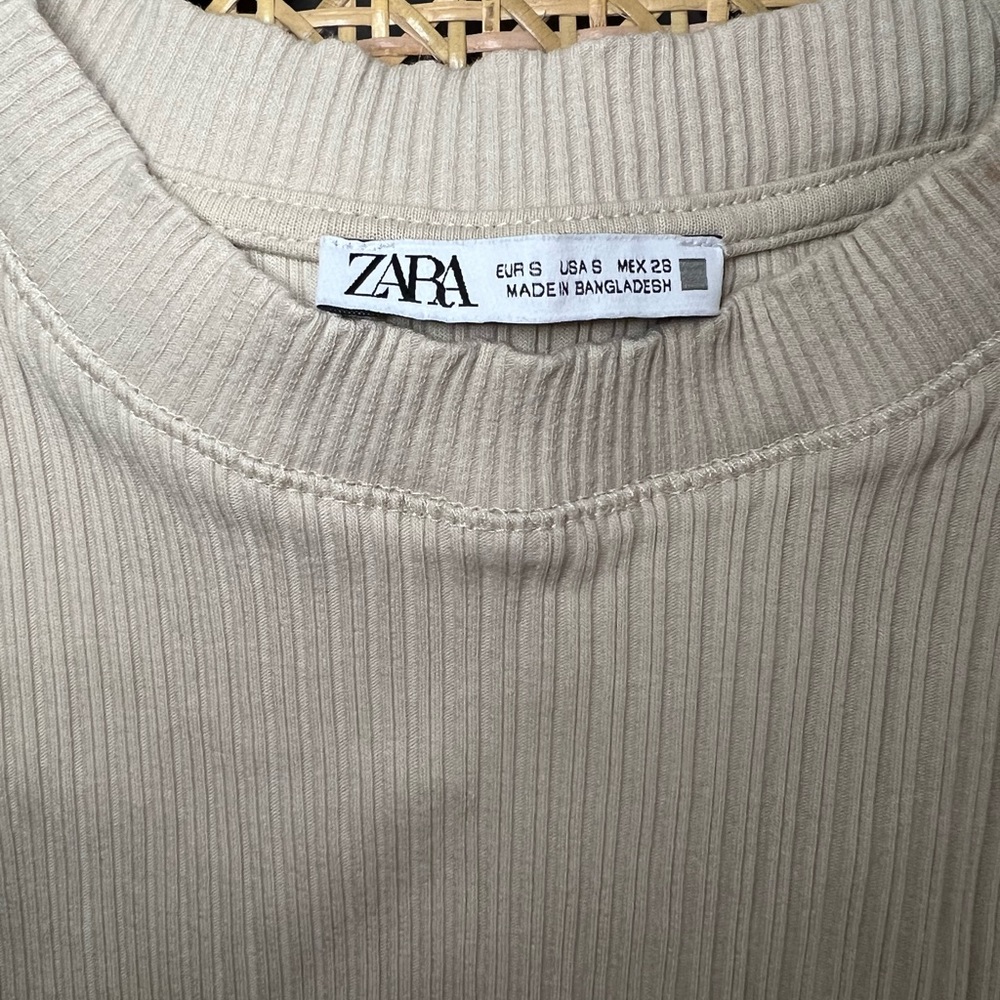 Zara Ribbed Halter Tank, Size Small, color Sand - Picture 8 of 8